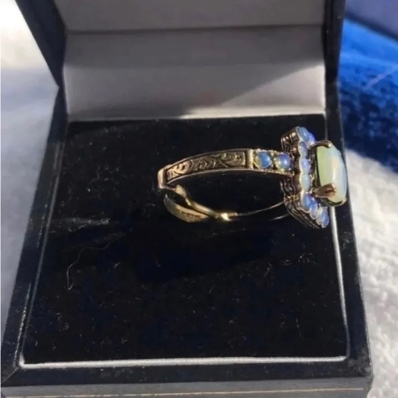 Family,heirloom, antique, art deco, European 14 karat gold fire opal & opal ring - Picture 4 of 6